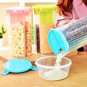 Plastic Food Storage Airtight Triple Partition Jar