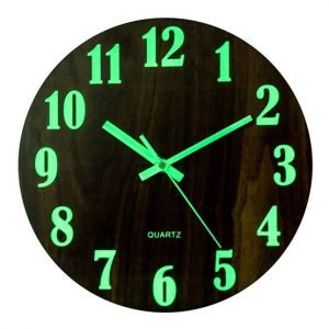 Luminous Wall Clock Wooden Silent Non-ticking Kitchen Wall clocks With Night Lights 30x30x3.5c