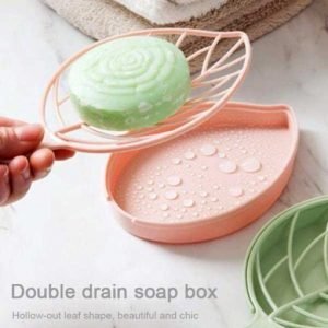 ( Pack Of 02 ) Leaf Shape Soap Holder with Draining Tray