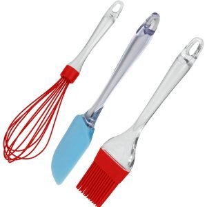 3-Piece Baking Kit, Basting Brush, Dough Spatula & Whisk, Silicone Kitchen Utensils