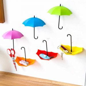 Set Of 3 Colorful Umbrella Key Holder